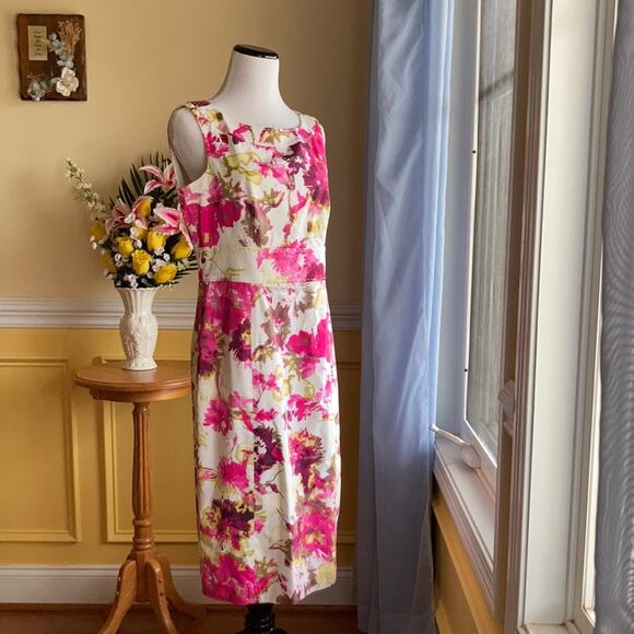 Charter Club Splashy Floral Print Sheath Dress, Size 8 - Picture 1 of 7